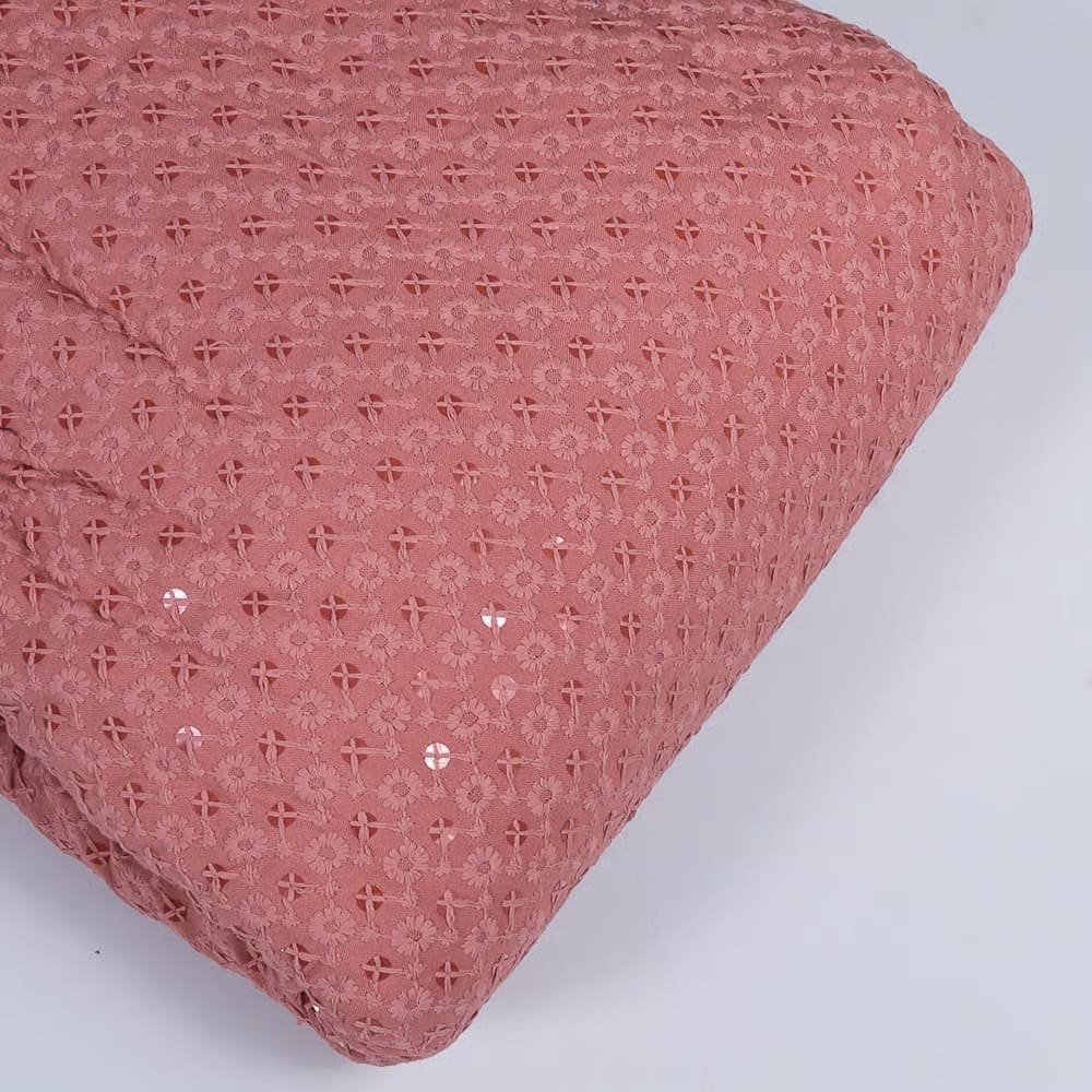 Rayon Chikan Embroidery Fabrics